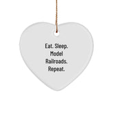 Model Railroads Enthusiast Gifts from Friends, Heart Ornament for Men, Eat. Sleep. Model Railroads. Repeat., Christmas Unique Gifts - Image 1